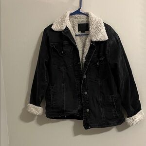 Sanctuary Sherpa lined black denim jacket